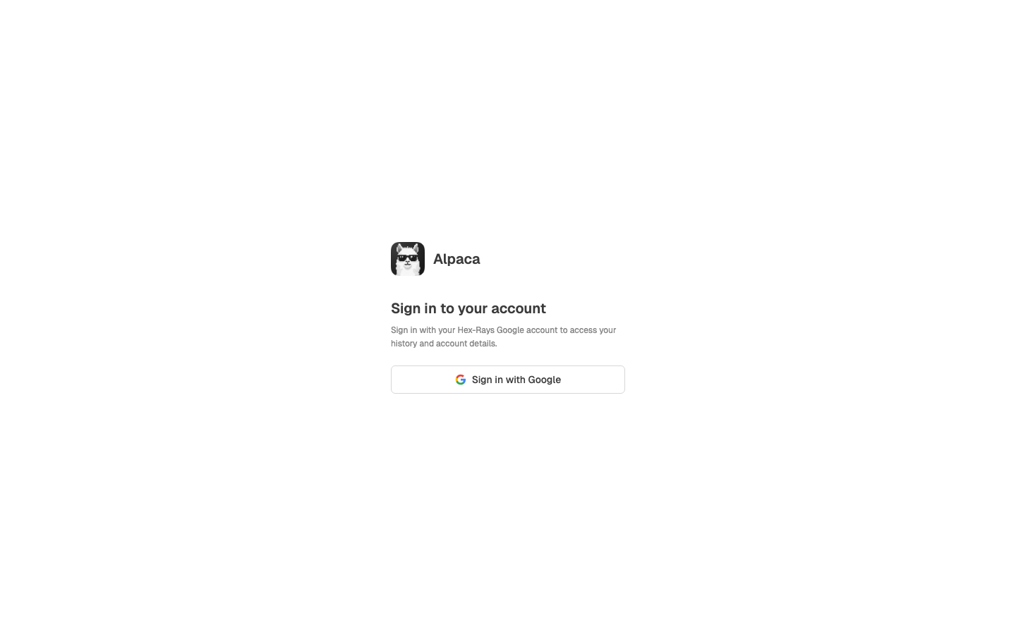 Login page - Google sign-in