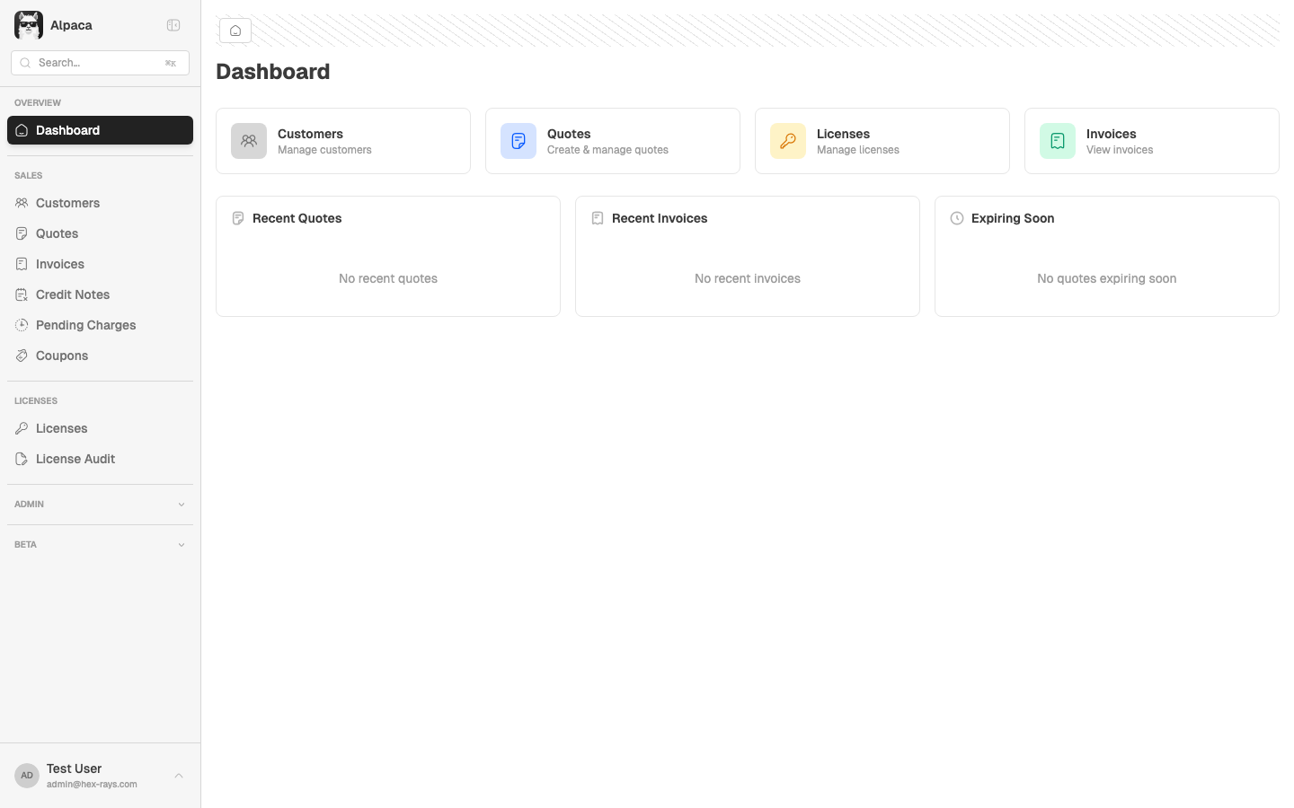Sidebar - Licenses section